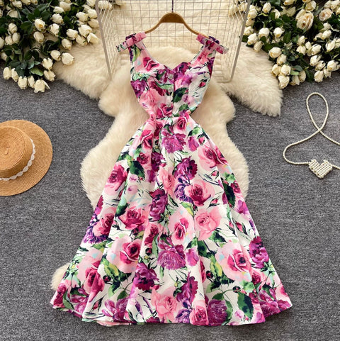 High-end Floral Print A-line Dress