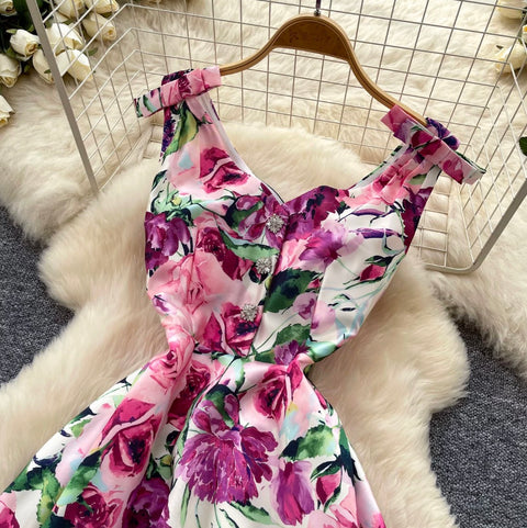 High-end Floral Print A-line Dress