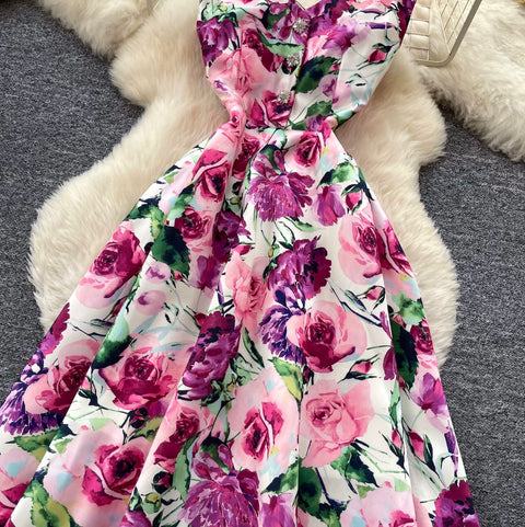 High-end Floral Print A-line Dress