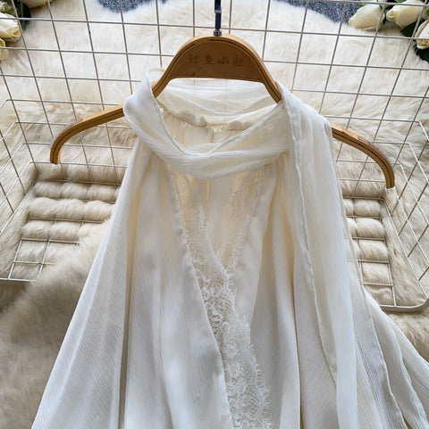 French Style Chiffon Top with Ribbon