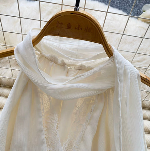French Style Chiffon Top with Ribbon
