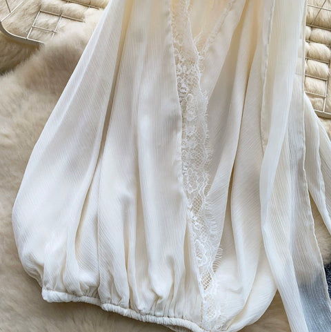 French Style Chiffon Top with Ribbon