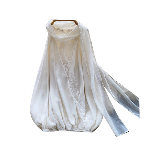 French Style Chiffon Top with Ribbon