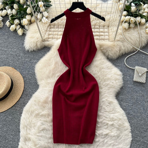 Sexy Slim-fit Knit Halter Dress