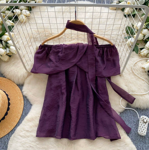 Sweetie Off-shoulder Shirt with Ribbon