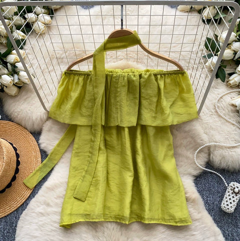 Sweetie Off-shoulder Shirt with Ribbon
