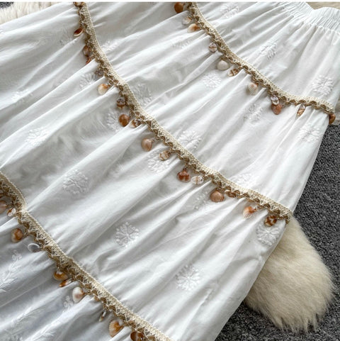 Hollowed Embroidered Camisole & Skirt 2Pcs