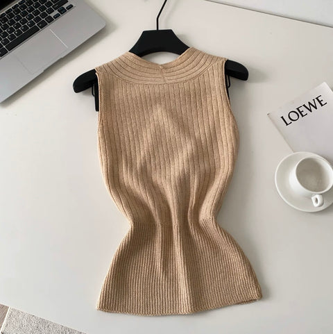 Cross V-neck Sleeveless Knitwear
