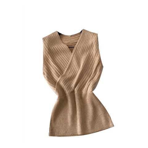 Cross V-neck Sleeveless Knitwear