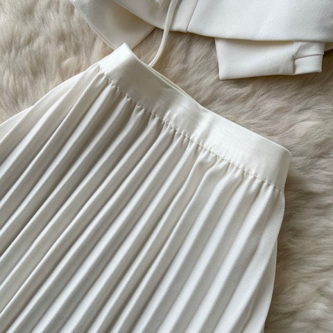 Elegant Vest & Pleated Skirt 2Pcs