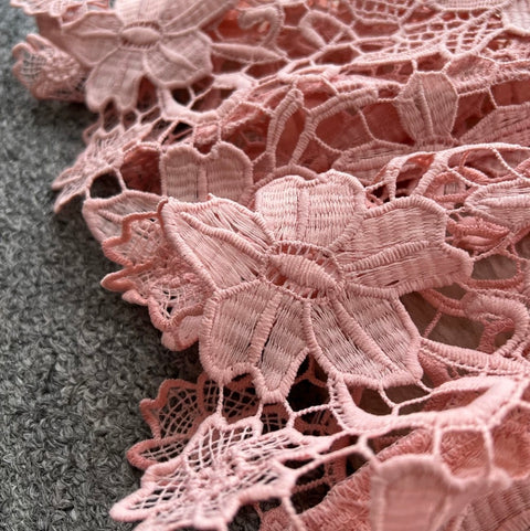 Hollowed Lace Dress 2Pcs Set