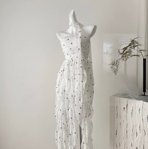 Polka Dort Bustier Dress with Ribbon