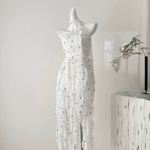Polka Dort Bustier Dress with Ribbon