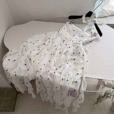 Polka Dort Bustier Dress with Ribbon