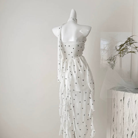 Polka Dort Bustier Dress with Ribbon