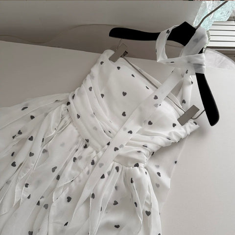 Polka Dort Bustier Dress with Ribbon