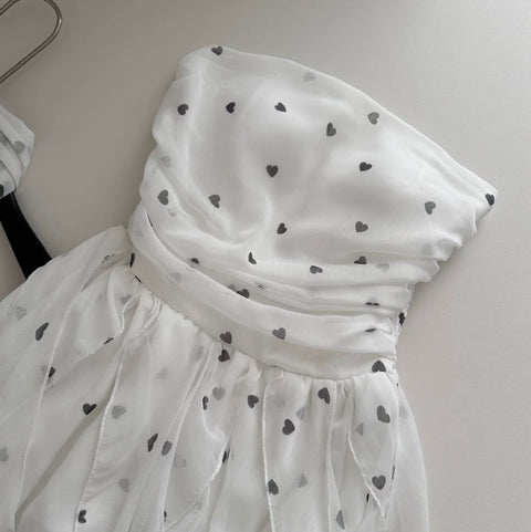 Polka Dort Bustier Dress with Ribbon