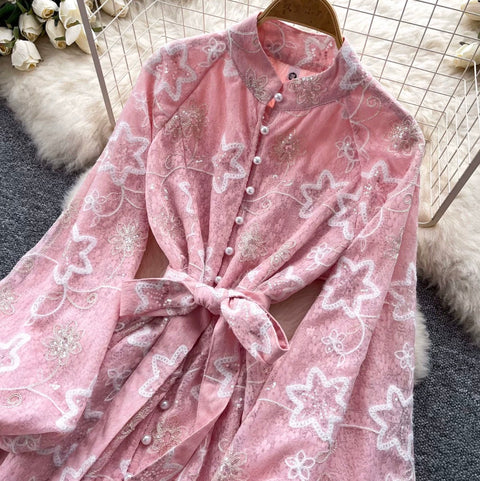 Sweetie A-line Embroidered Shirt Dress