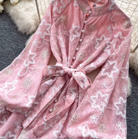 Sweetie A-line Embroidered Shirt Dress