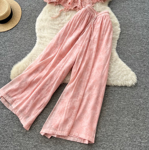Shirt & Wide-leg Trousers Casual 2Pcs
