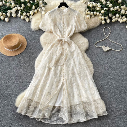 Korean Style Sequined Lace Dress