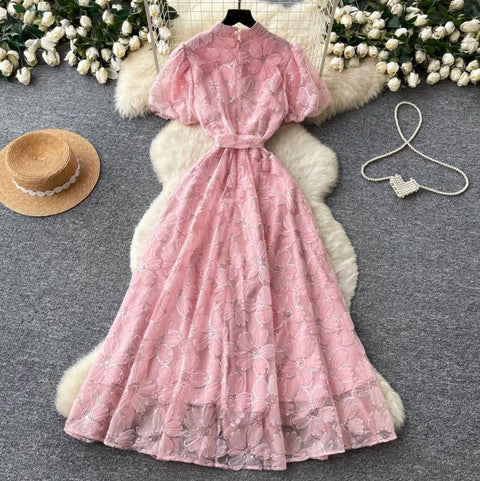 Korean Style Sequined Lace Dress