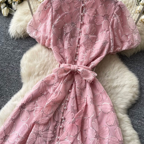 Korean Style Sequined Lace Dress