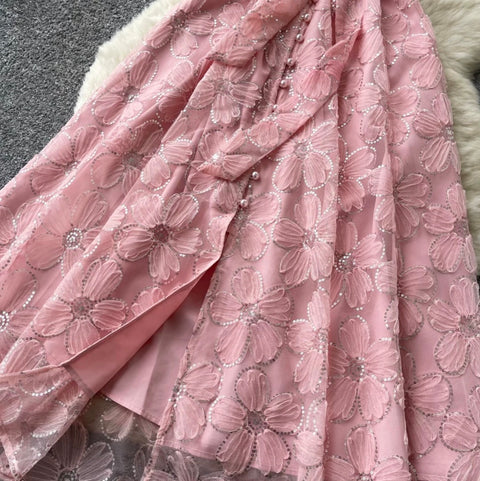 Korean Style Sequined Lace Dress