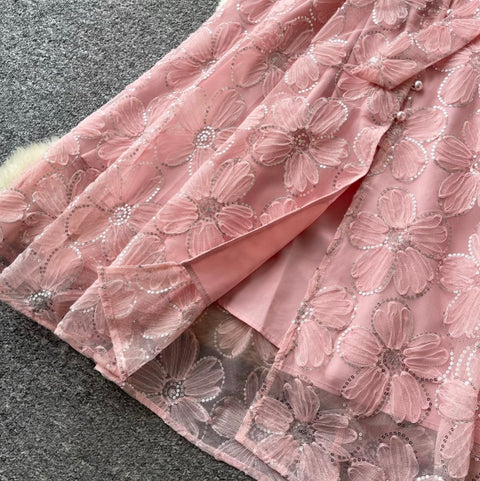 Korean Style Sequined Lace Dress