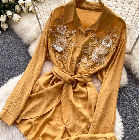 Lace-up Shirt & Skirt Premium 2Pcs