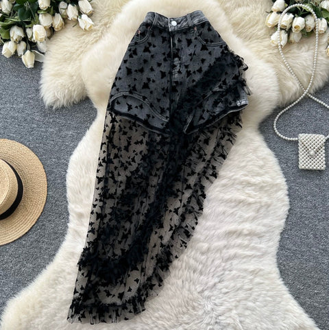 Niche Butterfly Mesh Wrapped Shorts