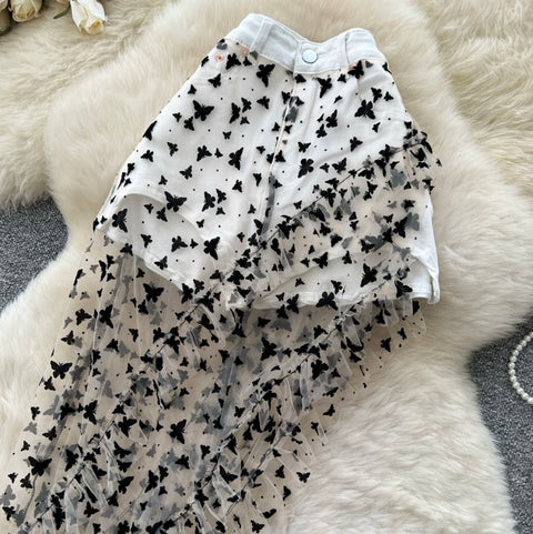 Niche Butterfly Mesh Wrapped Shorts