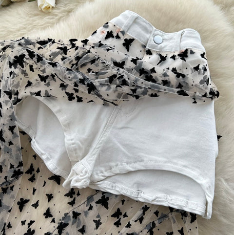 Niche Butterfly Mesh Wrapped Shorts