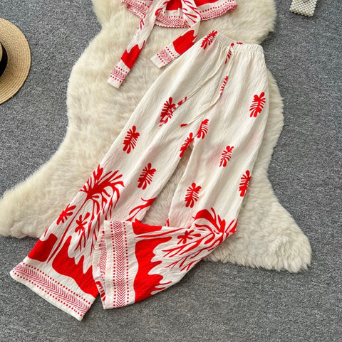 Halter Top & Wide-leg Trousers 2Pcs