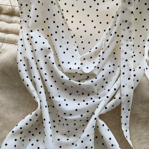 Polka Dot Print Top with Ribbon