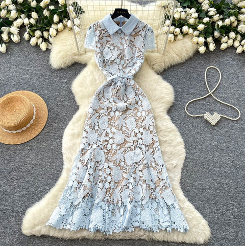 Sweetie Hollowed Embroidered Lace Dress