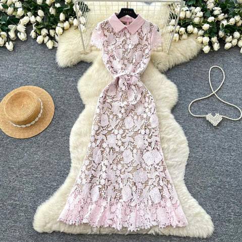 Sweetie Hollowed Embroidered Lace Dress