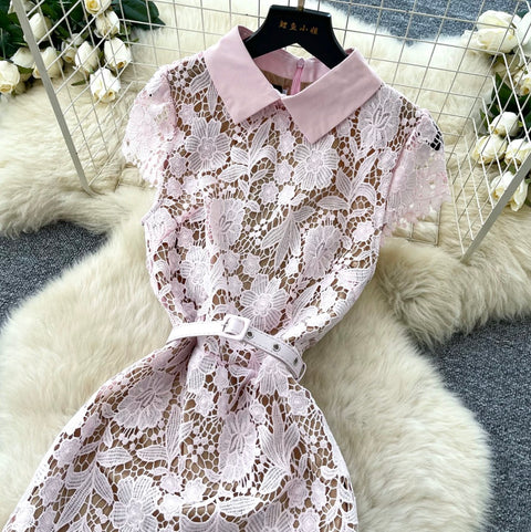 Sweetie Hollowed Embroidered Lace Dress