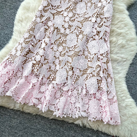 Sweetie Hollowed Embroidered Lace Dress