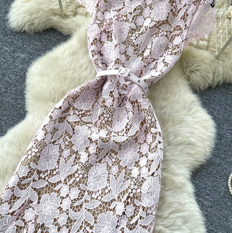 Sweetie Hollowed Embroidered Lace Dress