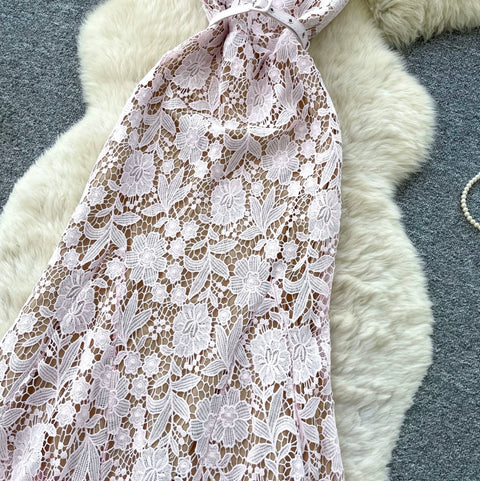 Sweetie Hollowed Embroidered Lace Dress