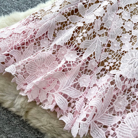 Sweetie Hollowed Embroidered Lace Dress