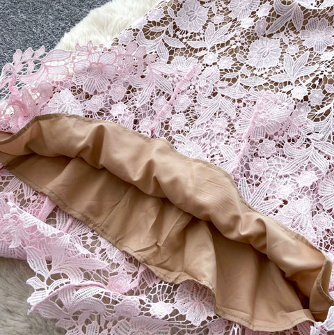 Sweetie Hollowed Embroidered Lace Dress