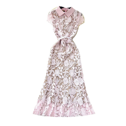 Sweetie Hollowed Embroidered Lace Dress
