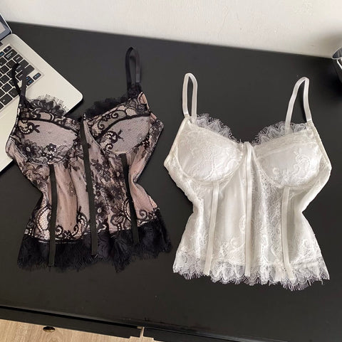 Sexy Embroidered Lace Fishbone Camisole