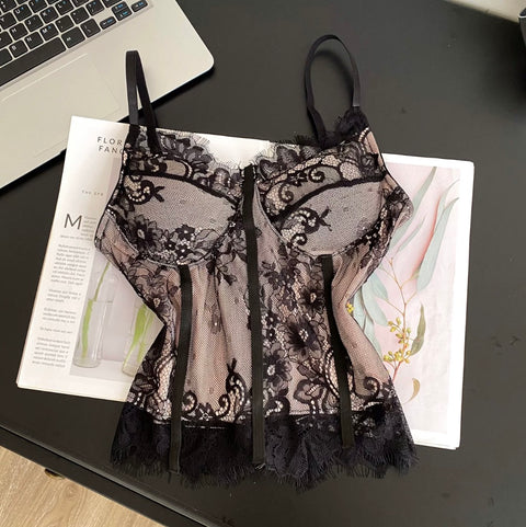 Sexy Embroidered Lace Fishbone Camisole