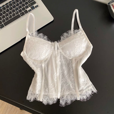 Sexy Embroidered Lace Fishbone Camisole