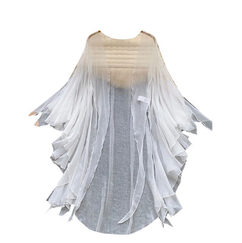 Simple Design White Light Mesh Smock