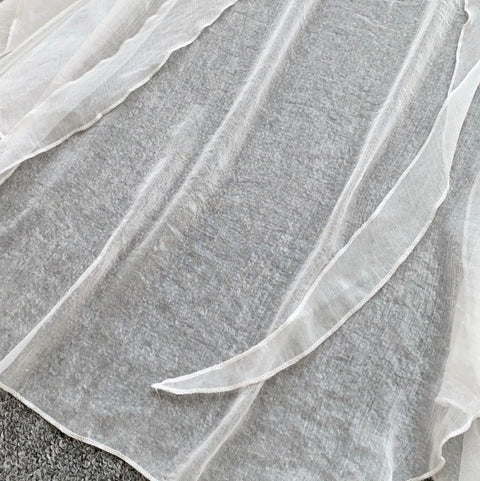 Simple Design White Light Mesh Smock