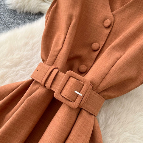 Elegant Sleeveless Dress with Belt